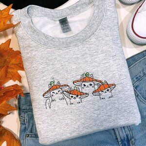 Embroidered Pumpkin Cats Sweatshirt (Overstock) Never Worn